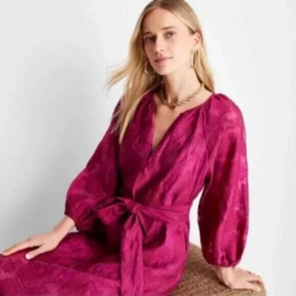 Target Dresses & Skirts - Puff Sleeve Belted Midi Dress - Future Collective with Jenny K. Lopez Pink S